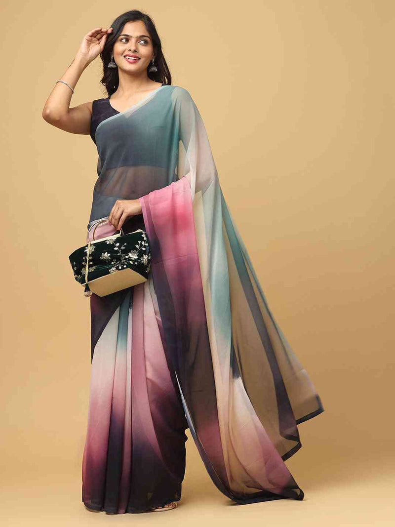 Ombre Soft Georgette Digital Print Saree