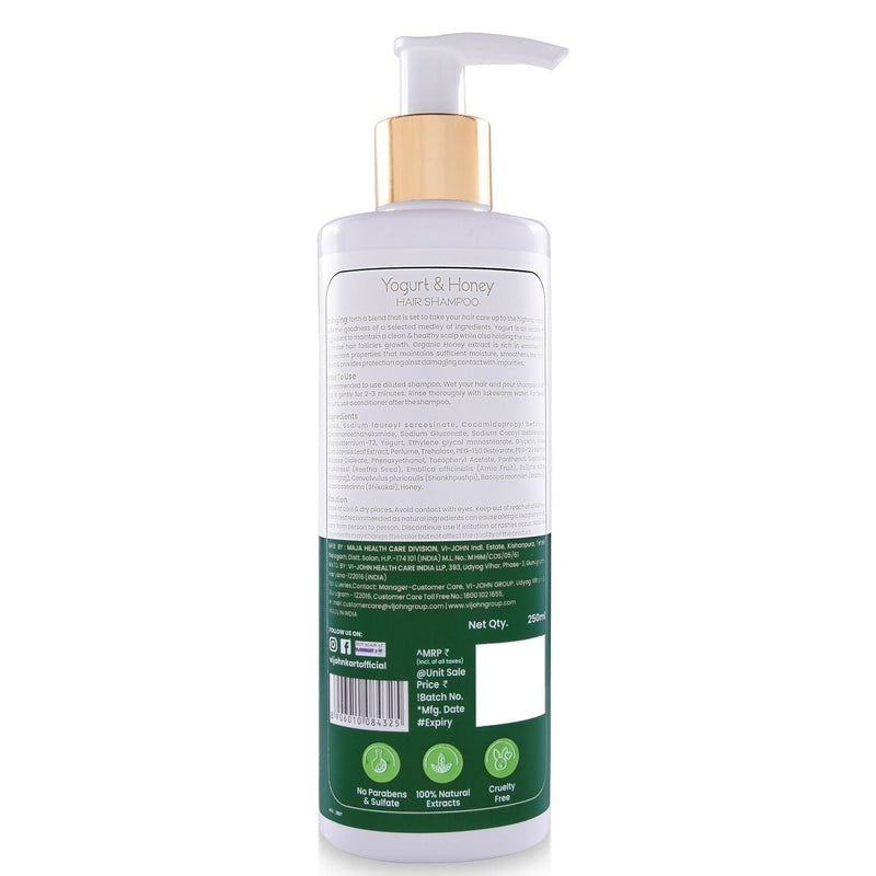 VI-JOHN Prakritik Yogurt & Honey Shampoo Cleanses Scalp, Made With 100% Natural Bio Actives
