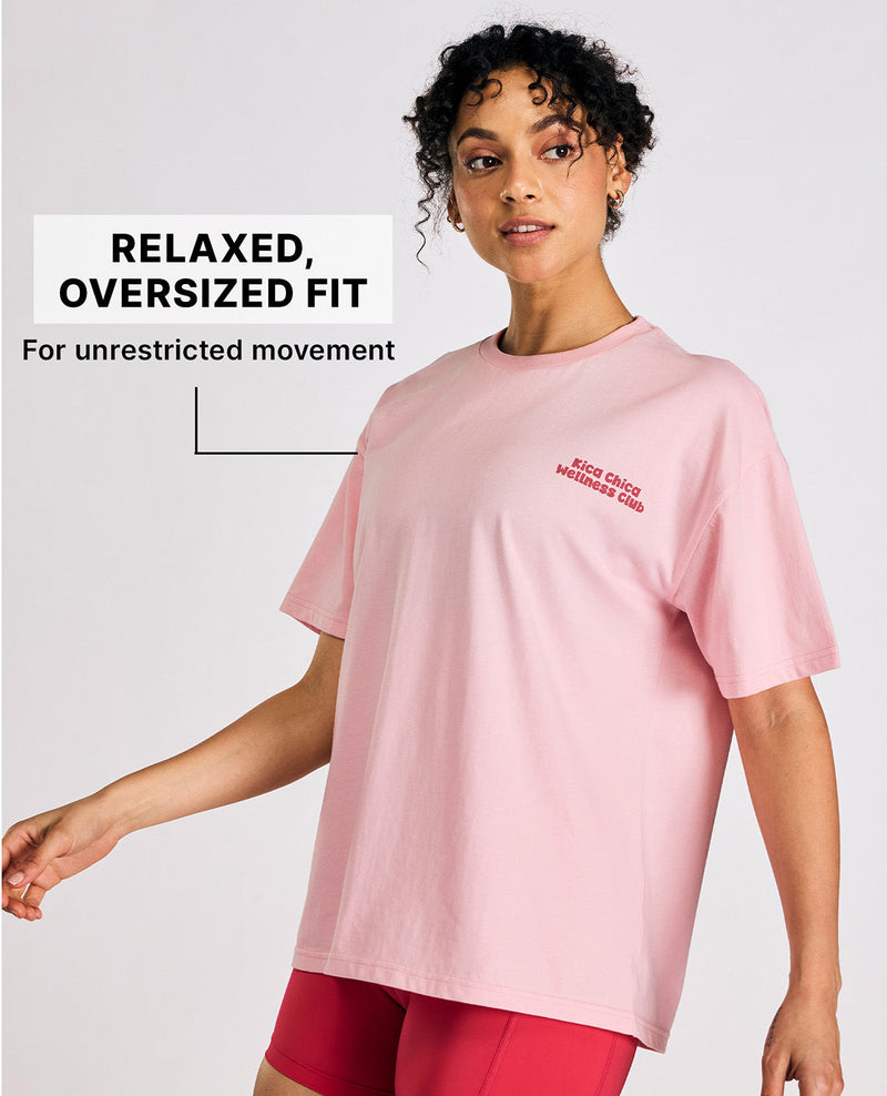 Cotton Oversized Printed Graphic Tshirt Pink