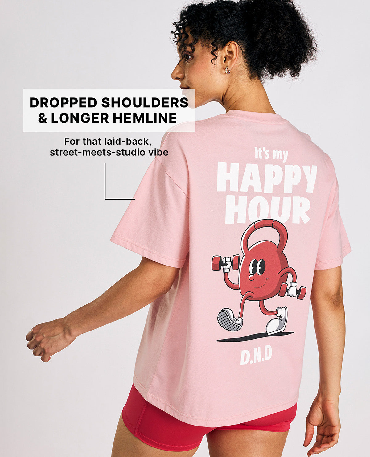 Cotton Oversized Printed Graphic Tshirt Pink