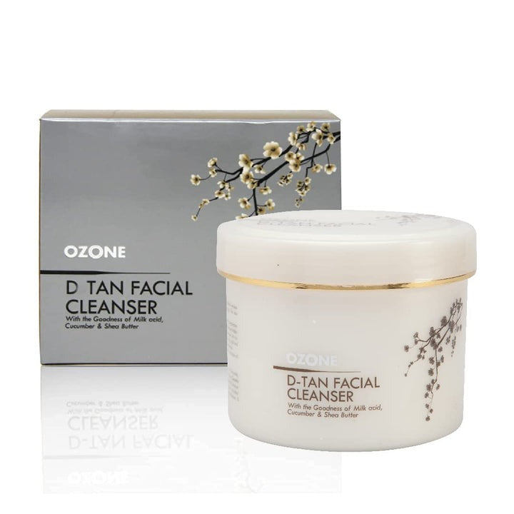 Ozone D Tan Facial Cleanser jar with packaging on a white background