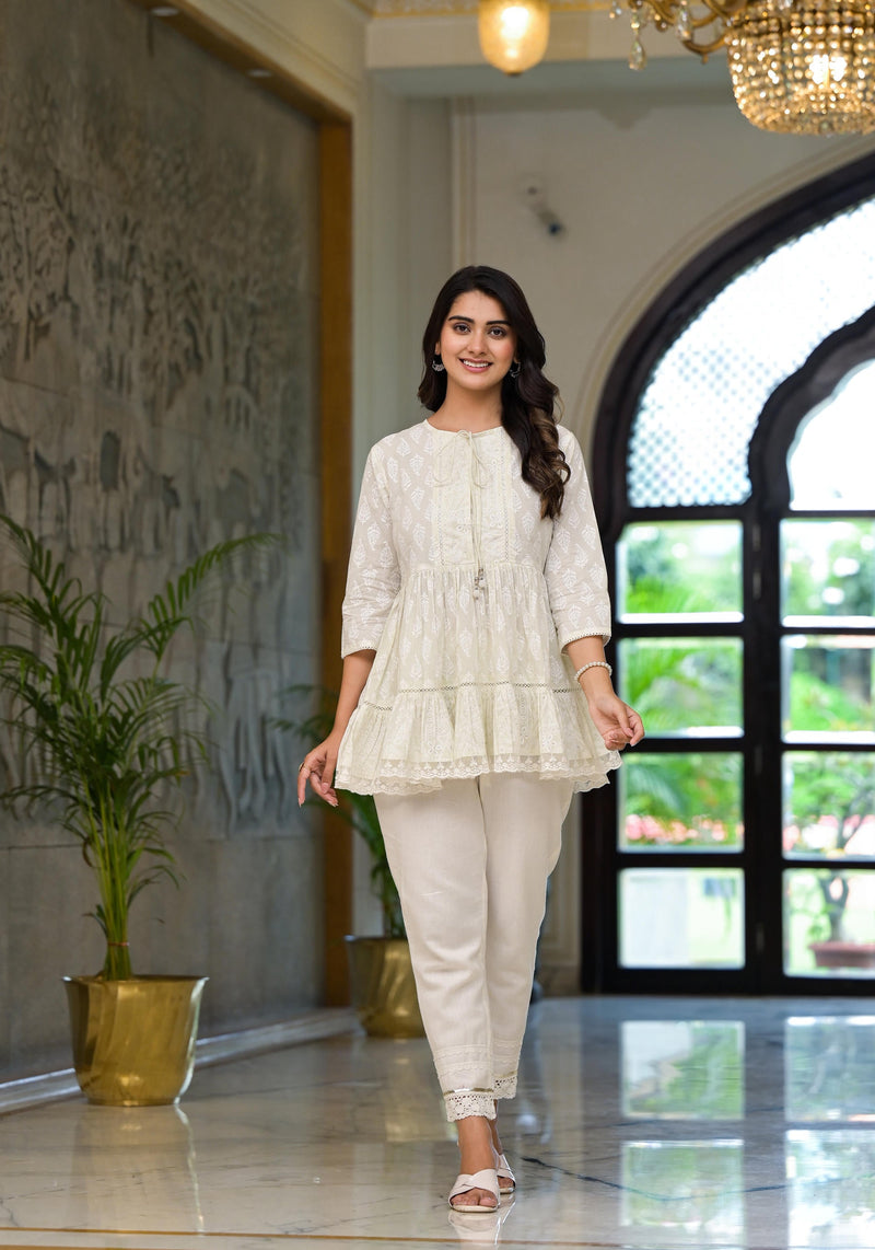 Juniper White Ethnic Motif Printed Cotton Tunic