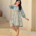 Juniper Blue Ethnic Motif Printed Cotton Short Dress With Doris