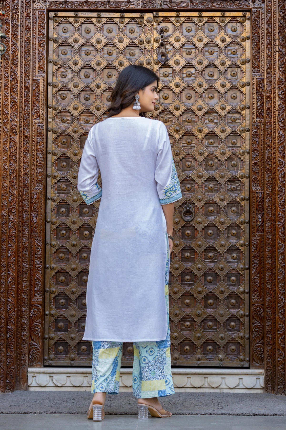 Juniper Blue Ethnic Printed Kurta Set With Dupatta