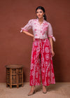Juniper Embroidered Co-Ord Set With Eyelet Shirt And Printed Wide-Leg Pants