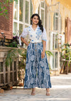Juniper Embroidered Co-Ord Set With Eyelet Shirt And Printed Wide-Leg Pants