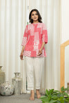 Juniper Pink Geometric Printed Cotton Tunic With Buttons