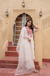 Juniper Off White & Red Solid Cotton Kurta & Pant Set With Dupatta