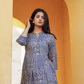 Juniper Blue Ethnic Motif Printed Viscose Tunic With Buttons