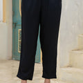 Juniper Black Solid Viscose Pants