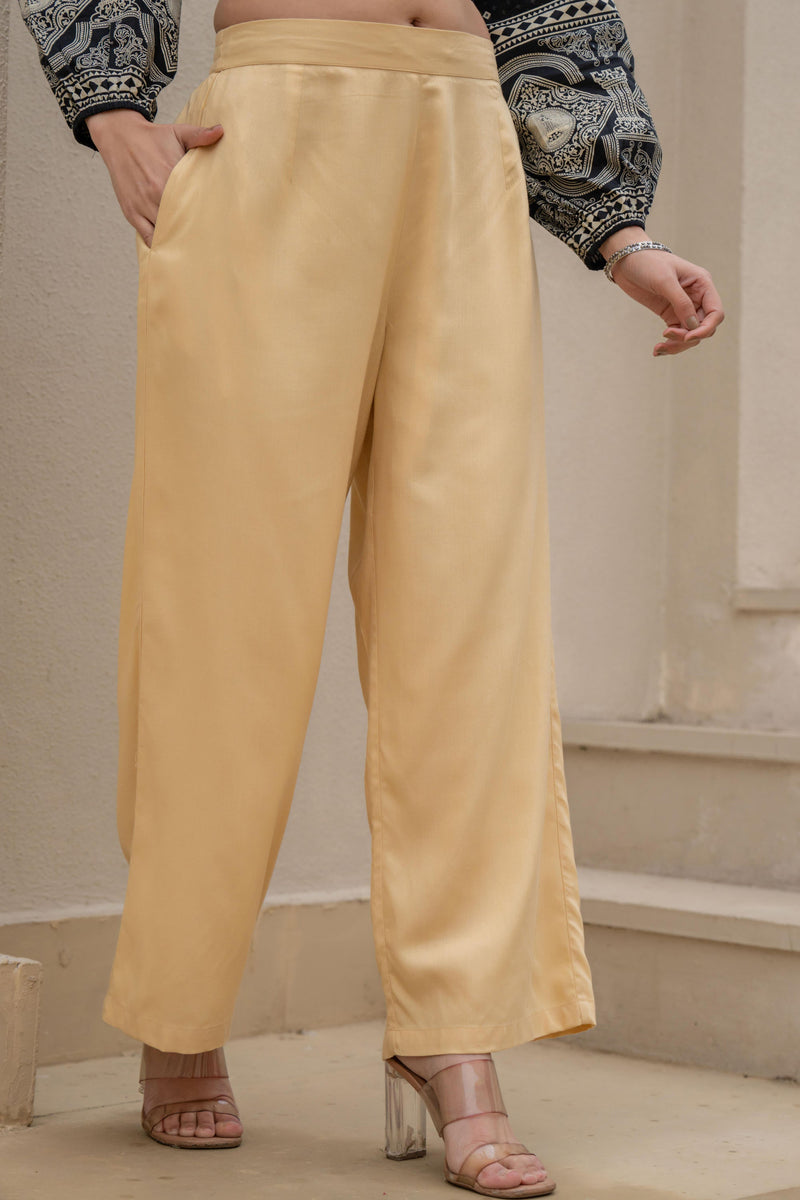 Juniper Gold Solid Viscose Palazzo Pants