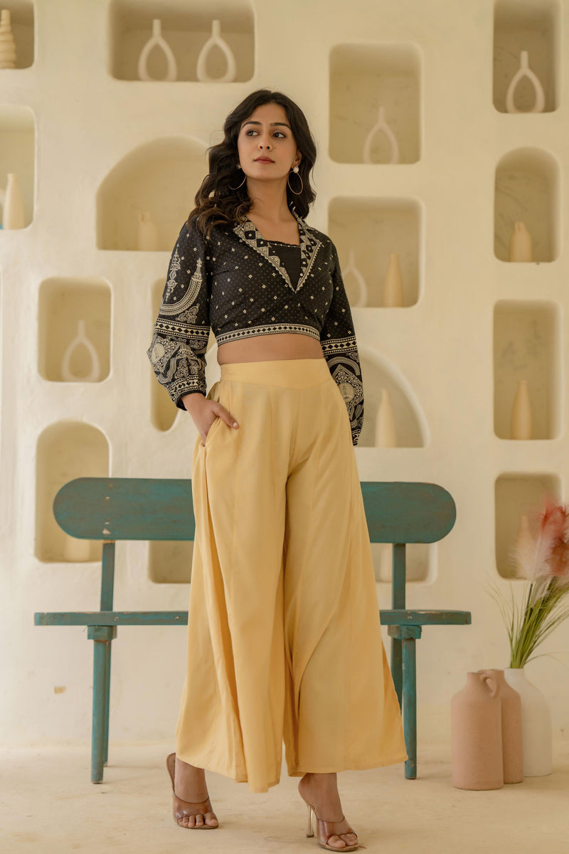 Juniper Gold Solid Viscose Palazzo Pants