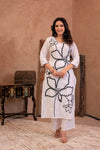 Juniper White Floral Embroidered Cotton Kurta With Palazzo