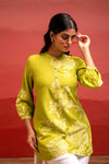 Juniper Lime Floral Printed Viscose Tunic With Button Detailing