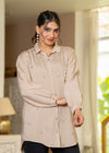 Juniper Ivory Solid Viscose Shirt With Beads And Sequence Work