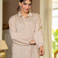 Juniper Ivory Solid Viscose Shirt With Beads And Sequence Work