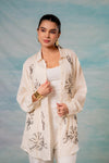 Juniper Viscose Off White Embellished Shirt With Bead Details