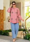 Juniper Dusty Pink Solid Viscose Shirt With Beads Work
