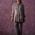 Juniper Viscose Grey Embellished Tunic And Pant Co-Ord Set With Bead Details