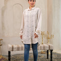 Juniper Off-White Embroidered Viscose-Linen Shirt With Zari Work