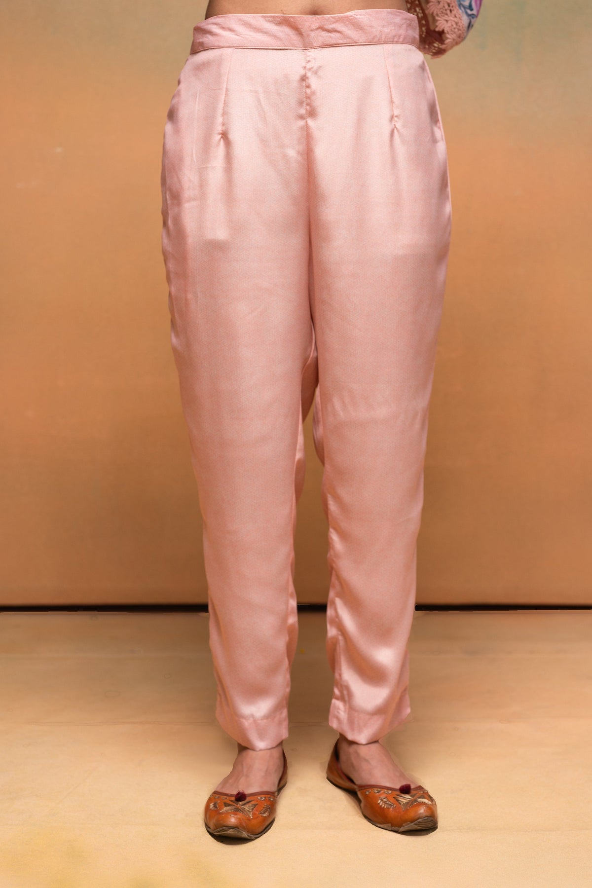Juniper Peach Man Made Fiber Floral Printed Kurta With Pants & Dupatta Set With Sequence Work