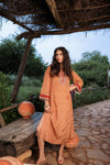Juniper Mustard Embroidered A-Line Kurta With Mirror & Thread Work