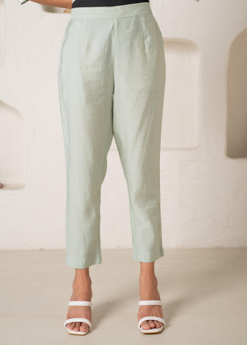 Juniper Mint Solid Embroidered Straight Kurta Pant Set With Thread Work