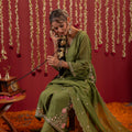 Juniper Mehendi Green Embroidered Kurta Set With Dupatta