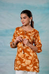 Juniper Mustard Floral Printed Viscose Tunic