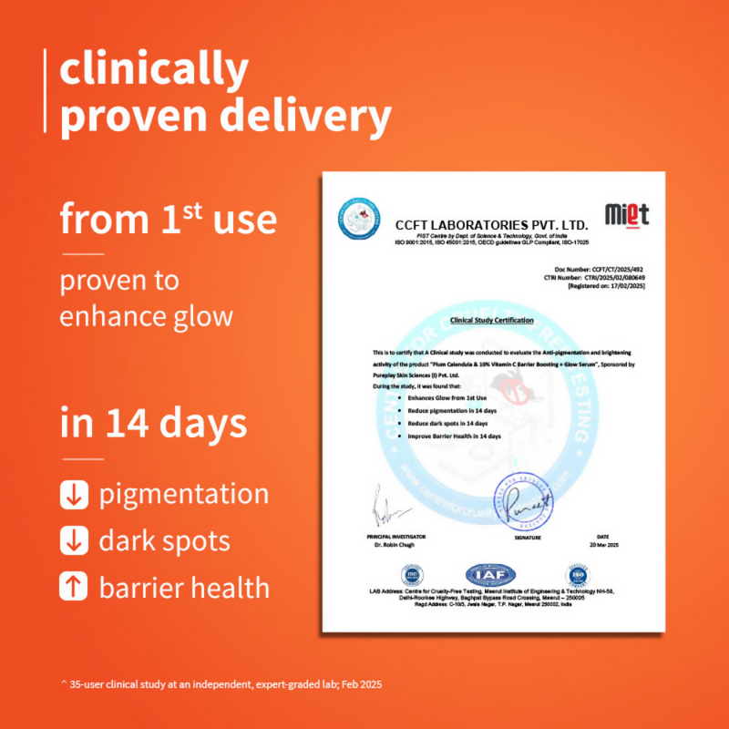 Plum 10% Vitamin C Barrier Boosting + Glow Serum with Calendula For Glowing Skin