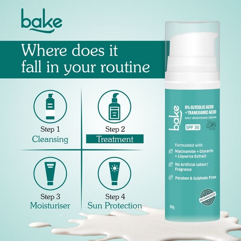 Bake 6% Glycolic + Tranexamic Acid Cream Spf 30 Pa+++ For Pigmentation & Daily Brightening Cream