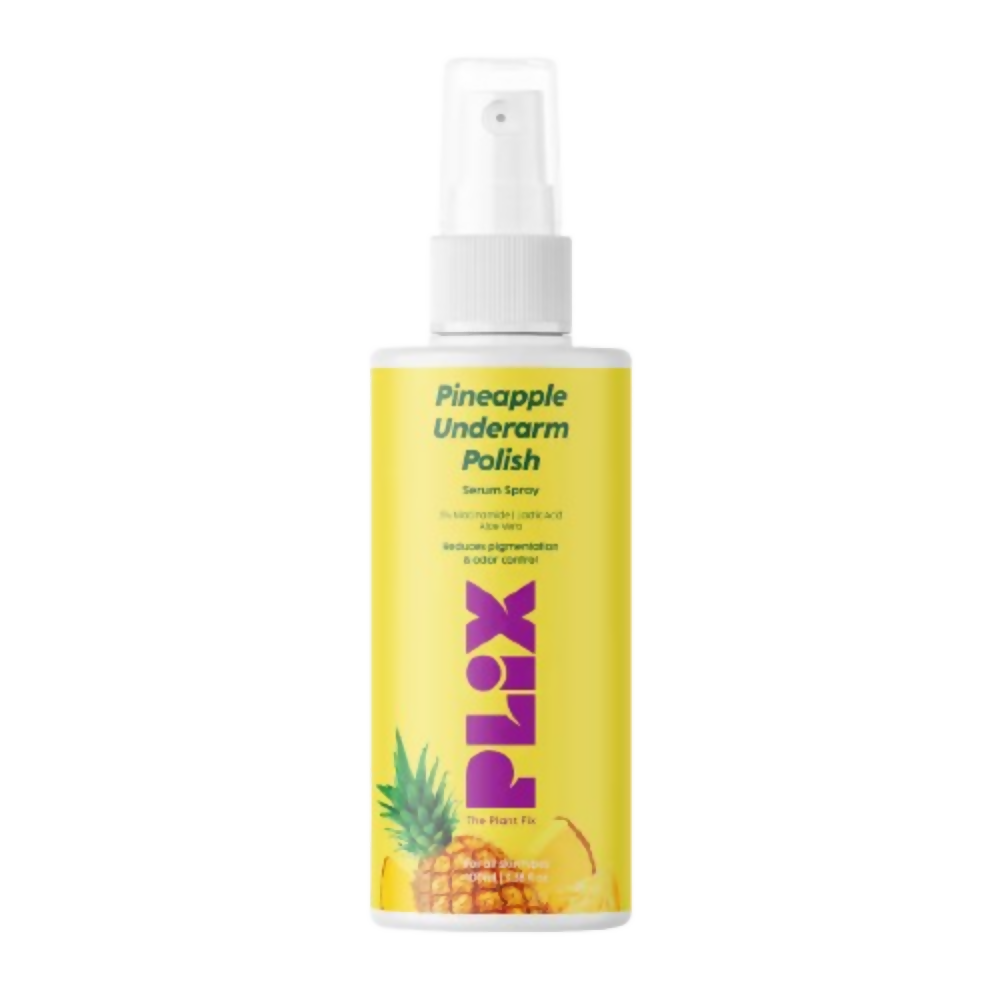 Pineapple underarm polish spray bottle with yellow label on a white background