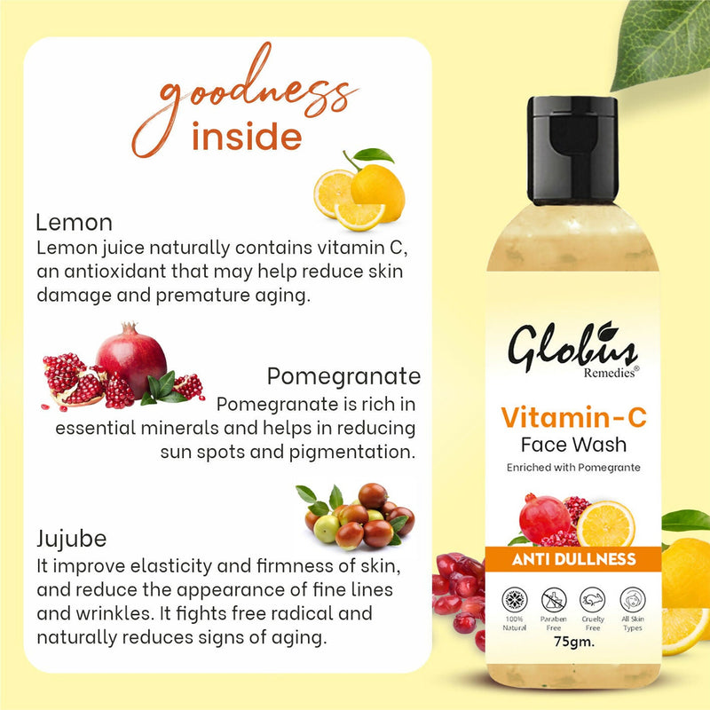 Globus Remedies Anti Ageing Globus Naturals Anti-Ageing Skin Brightening Vitamin C Face Wash