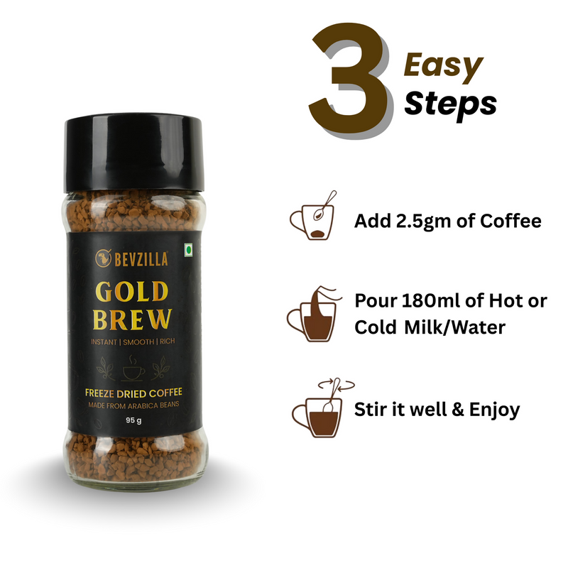 Bevzilla Gold Brew Instant Freeze Dried Coffee Powder