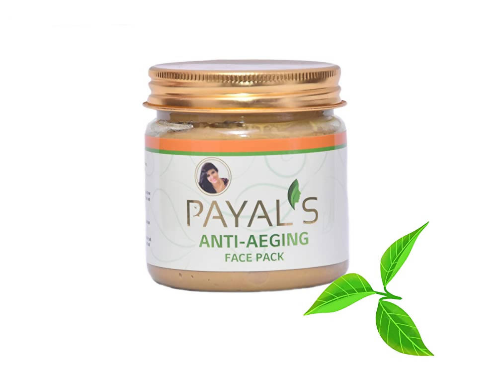 Jar of Payal's Anti-Aging Face Pack with a gold lid on a white background