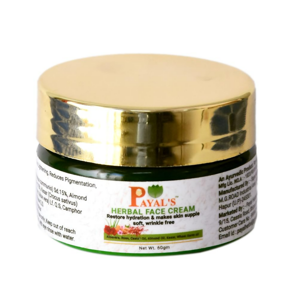 Jar of Payal's Herbal Face Cream with gold lid on a white background
