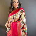 Ivory Silk Symphony Kalmkari Saree