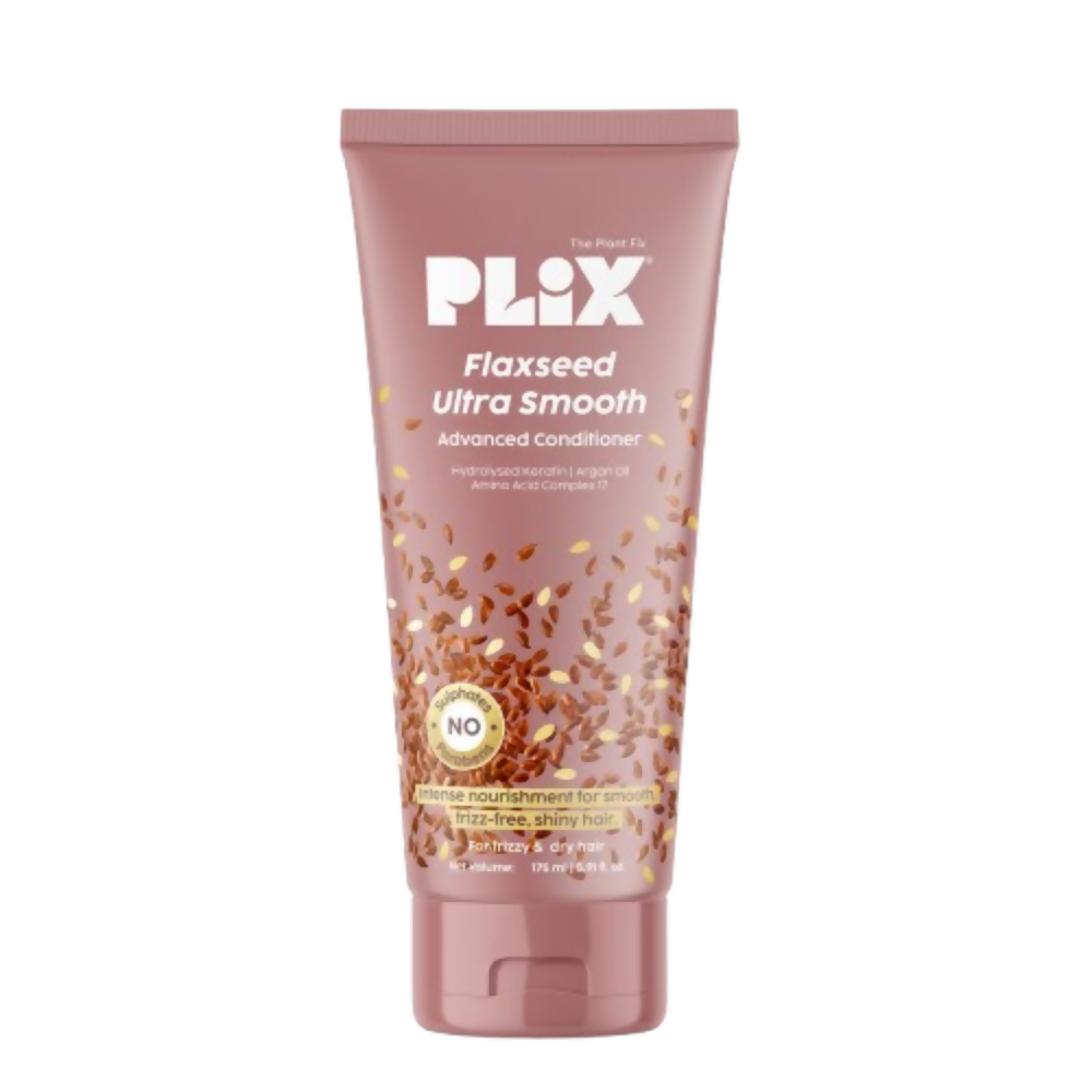Plix Flaxseed Ultra Smooth conditioner tube on a white background