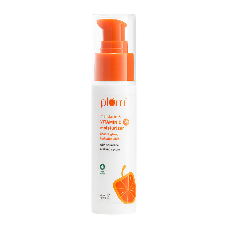 Plum Mandarin & Vitamin C moisturizer bottle on a white background
