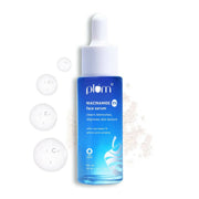 Blue face serum bottle with white cap on a white background