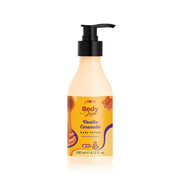 Body lotion bottle with pump labeled 'Plum Body Lovers Vanilla Caramello' on a white background