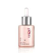 Skincare serum bottle with dropper on a white background