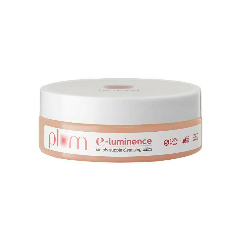 Cleansing balm jar with 'e-luminence' branding on a white background