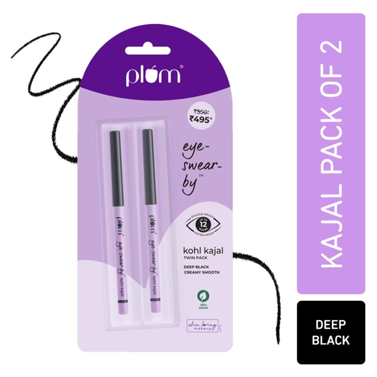 Plum kohl kajal twin pack with packaging on a white background