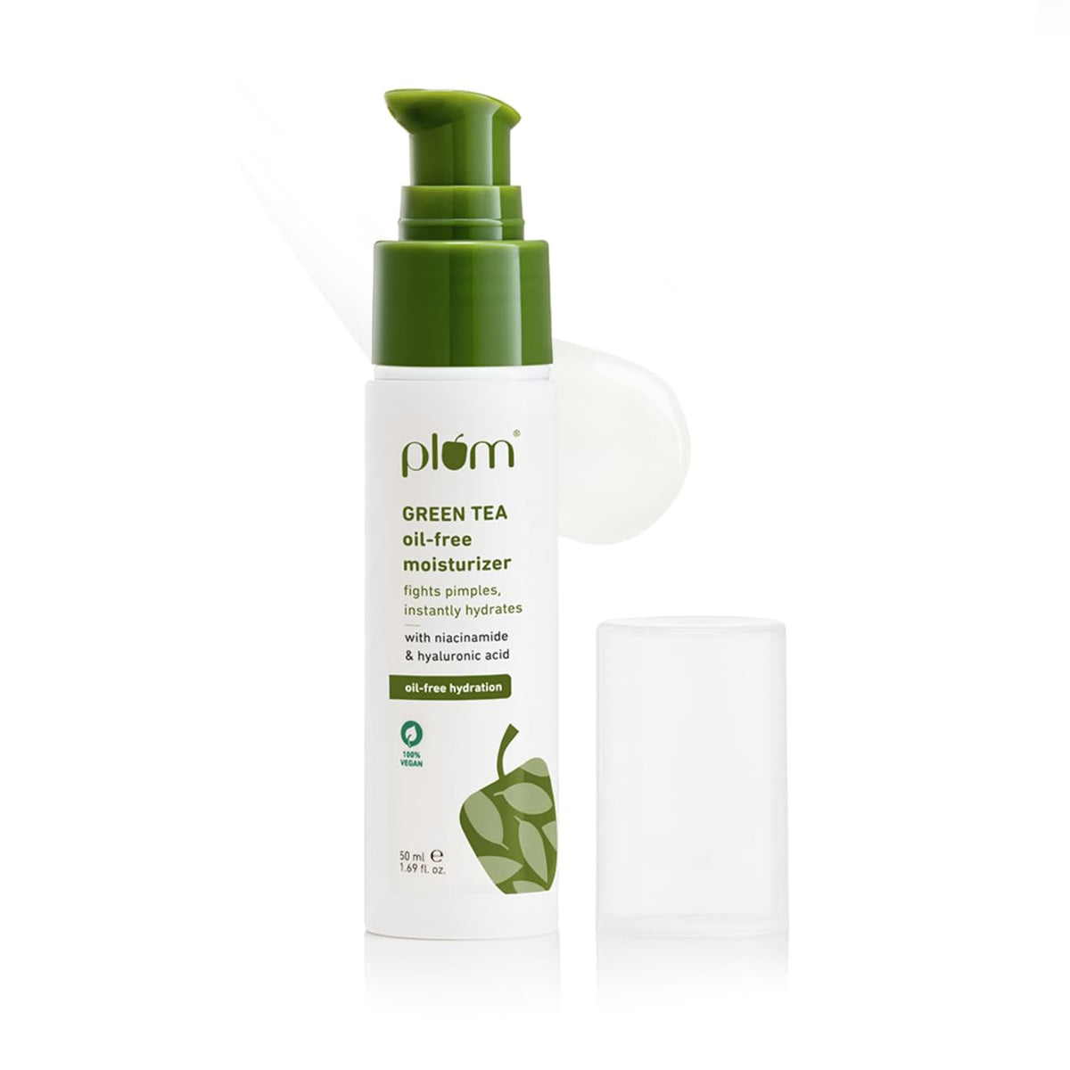Plum Green Tea oil-free moisturizer bottle on a white background