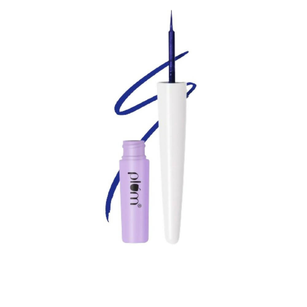 Eyeliner pen with purple case and white cap on a white background