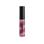 Lip gloss with marbled design and black cap on white background