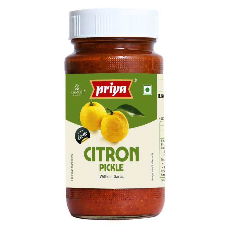 Jar of Priya Citron Pickle with a white background
