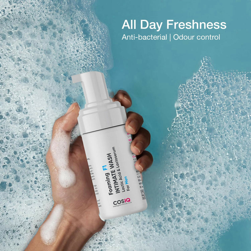 Cos-IQ Foaming F1 Intimate Wash For Men, Hygiene Wash with Lactic Acid & Lactoserum