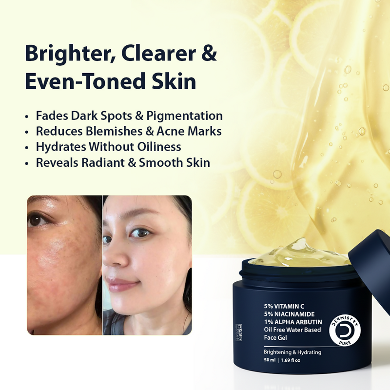 Dermistry Vitamin C Niacinamide Alpha Arbutin Oil Free Water Based Remove Tanning D Tan Detan Skin Dark Spots Removal Face Gel
